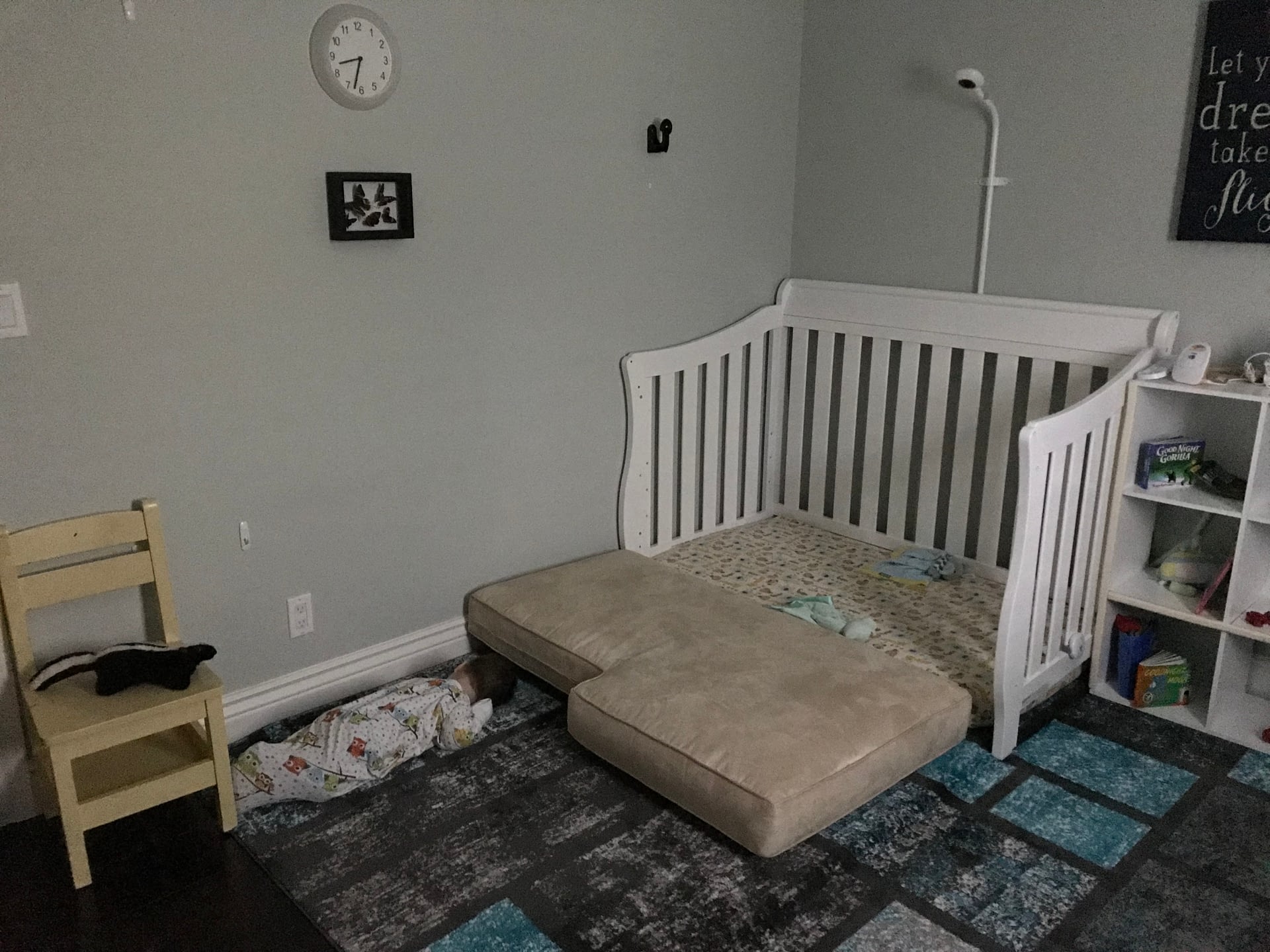 crib mattress on floor for baby